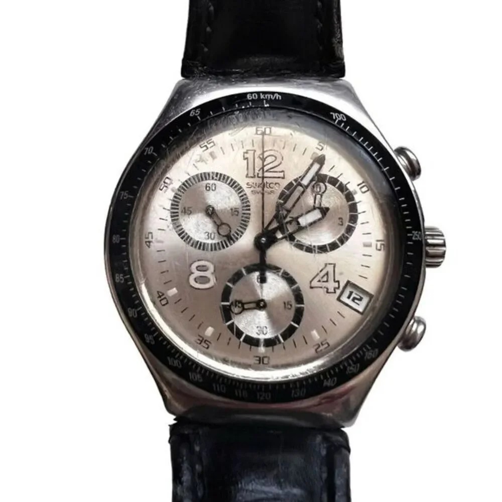Vintage Men's Swatch Irony Chronograph Watch 4 Jewels‎ V8 Swiss Made Patented WR